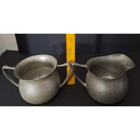 Vintage Cornwall Pewter Middletown Conn USA Sugar and Creamer #13 - Picture 7 of 8